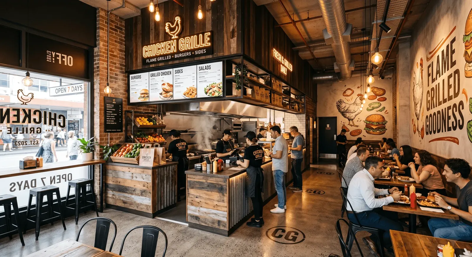 Chicken shop fit-out design by HATd Studio